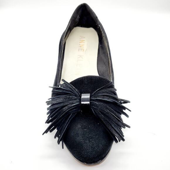 ANNE KLEIN Dixie iFlex Black Suede Tasseled Slip-On Flats Women's Size 5 M - Picture 3 of 8